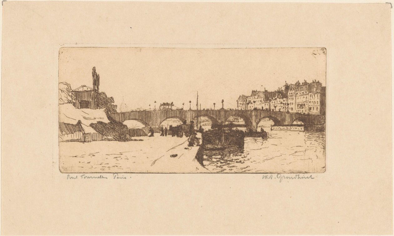 Pont de la Tournelle in Parijs door Willem Adrianus Grondhout (signed by artist)