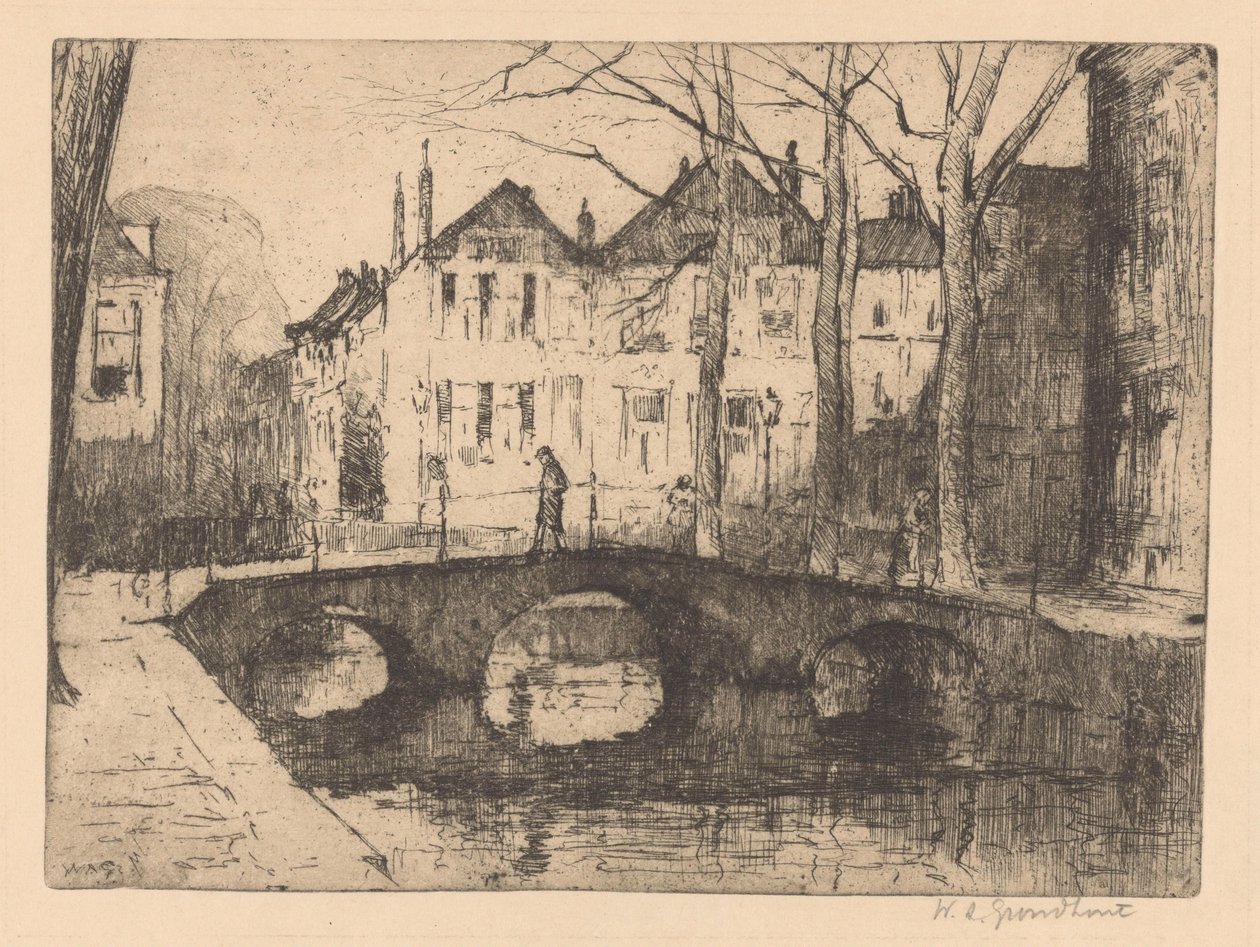 Smidswater in Den Haag door Willem Adrianus Grondhout (signed by artist)