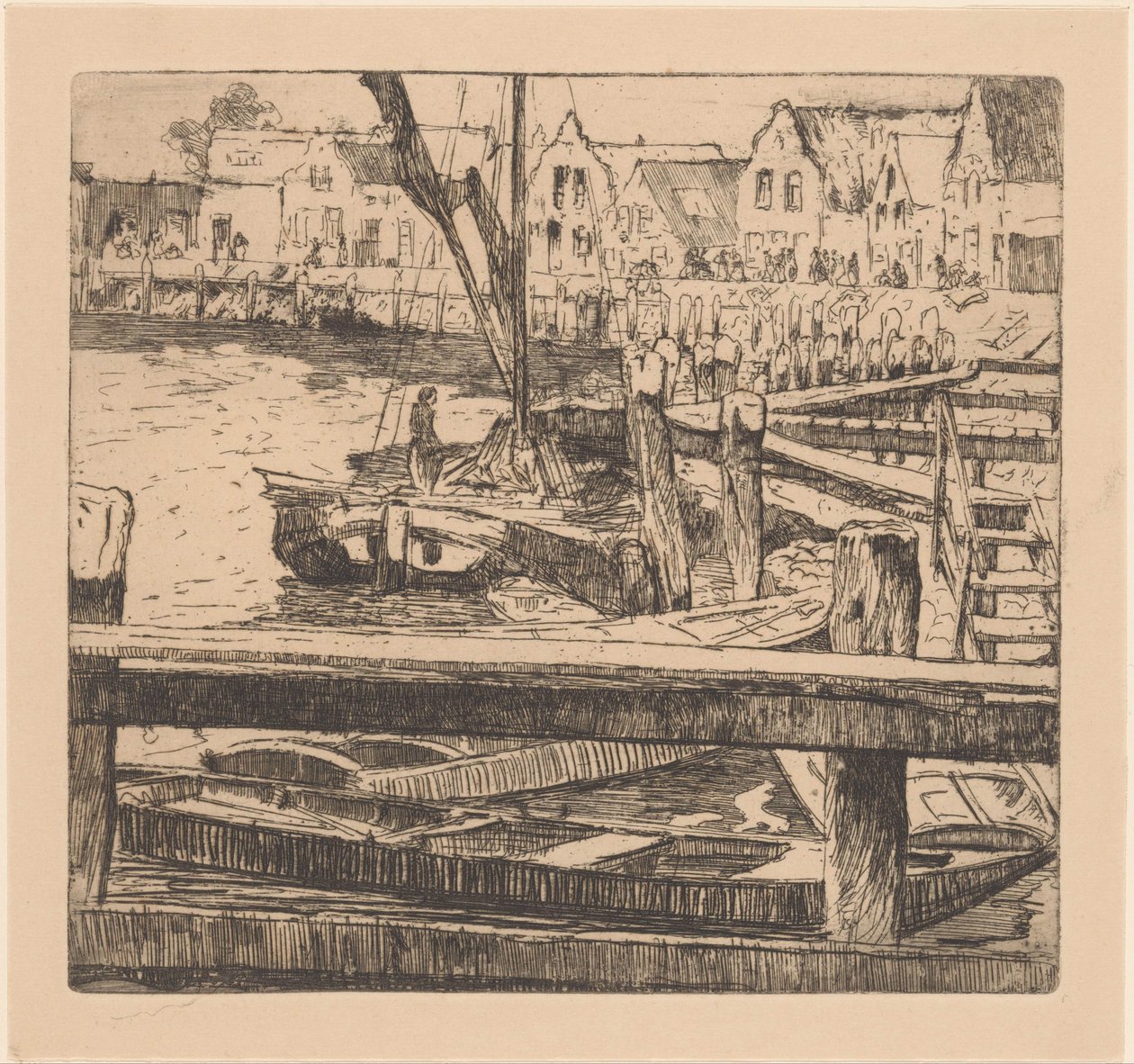 Haven van Volendam door Willem Adrianus Grondhout
