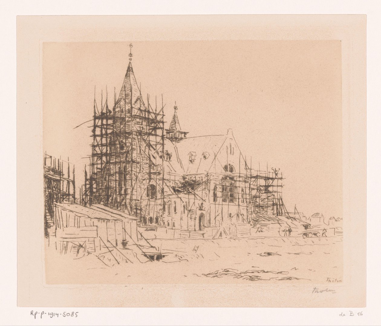 Kerk in aanbouw door Willem Bastiaan Tholen (signed by artist)