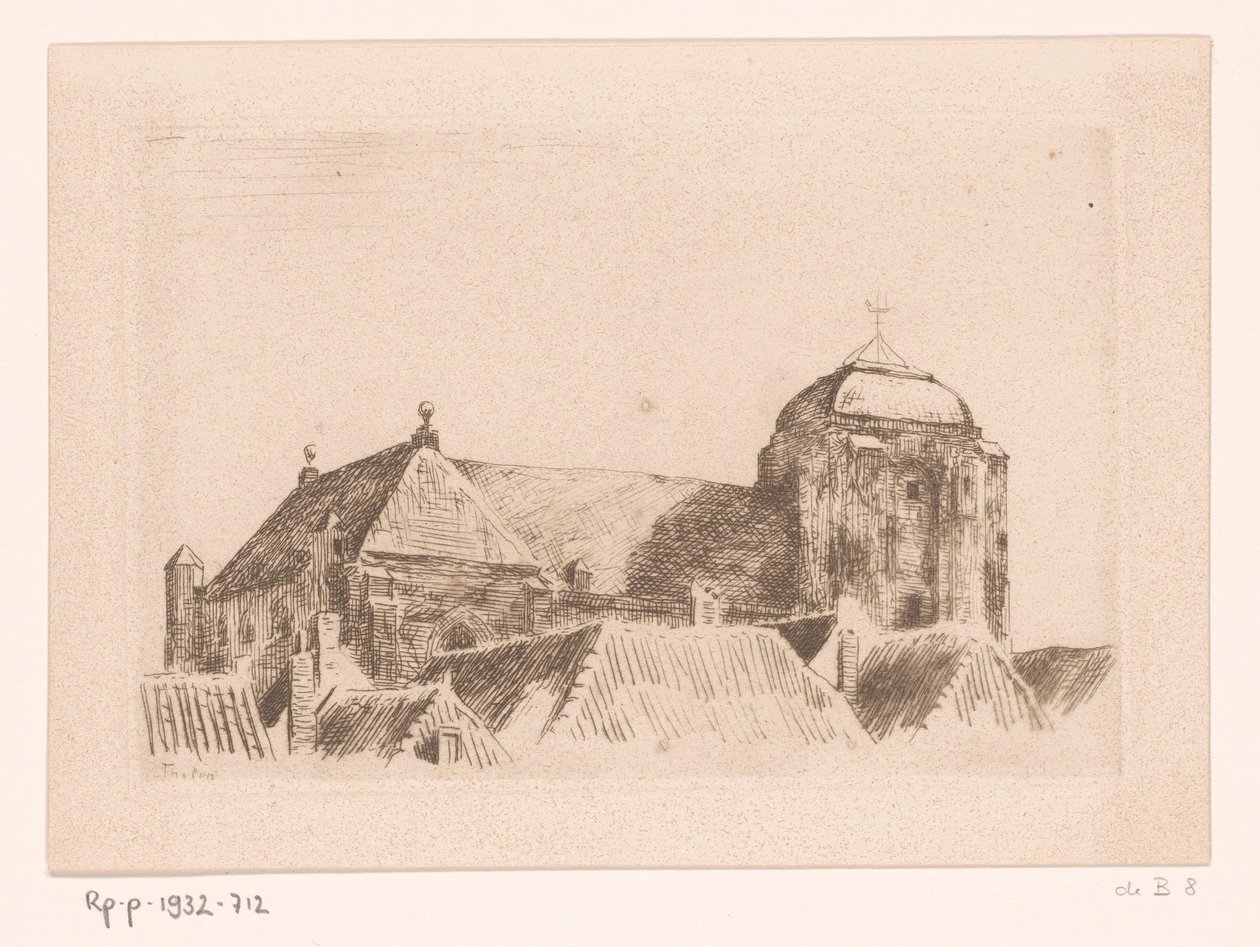 Gezicht op de Grote Kerk, te Veere door Willem Bastiaan Tholen