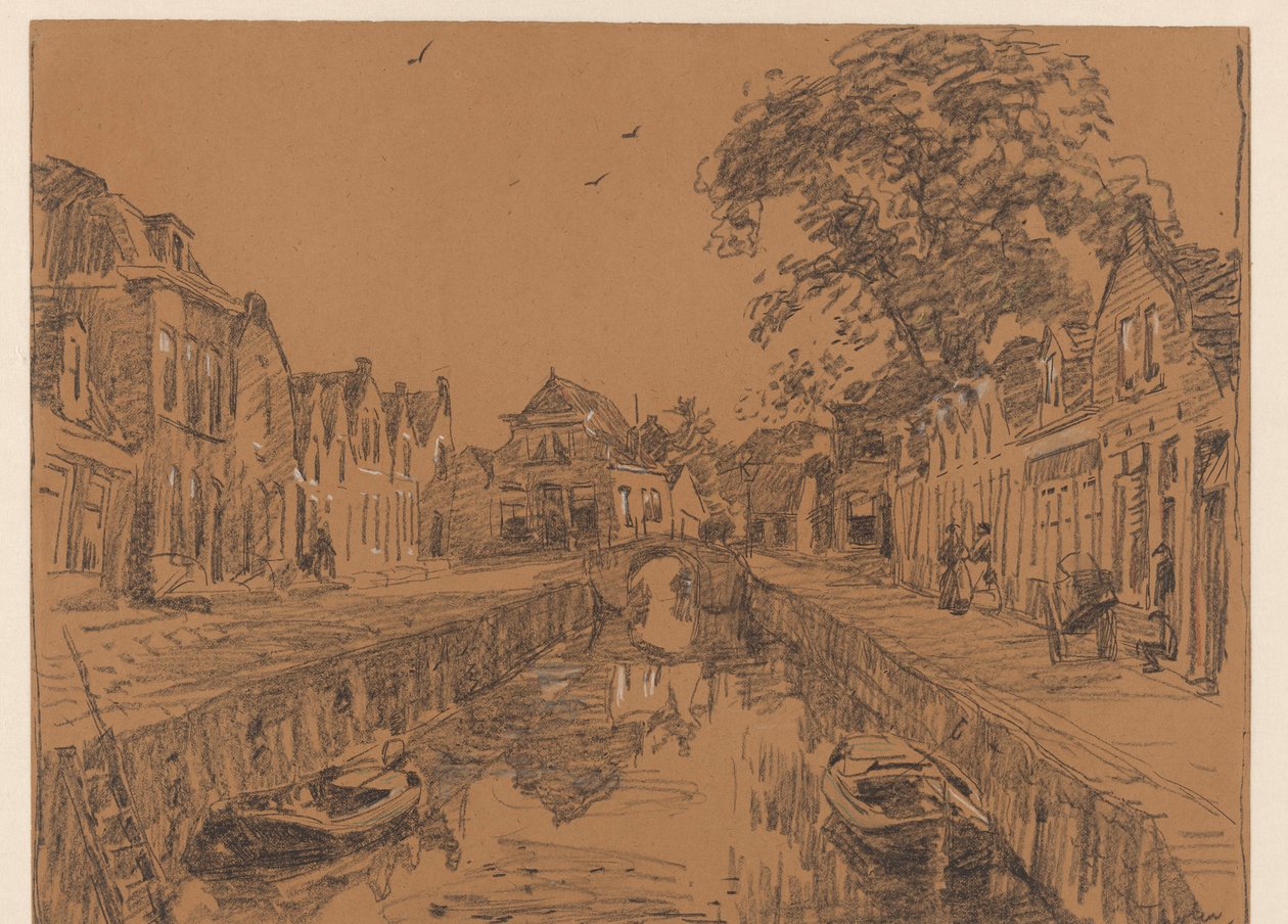 Gracht met oude huizen door Willem Bastiaan Tholen