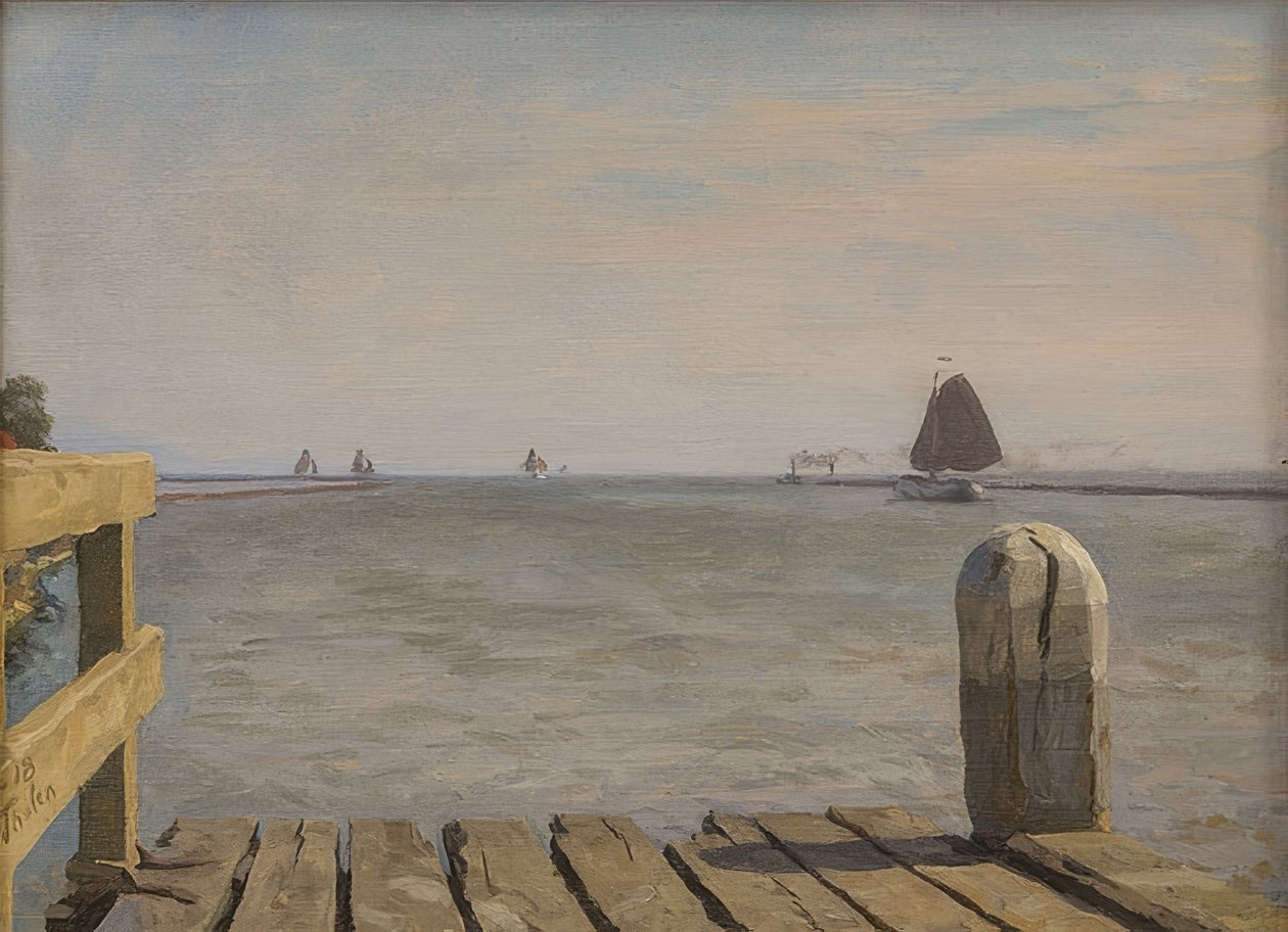 Pier in Enkhuizen. 1918 door Willem Bastiaan Tholen