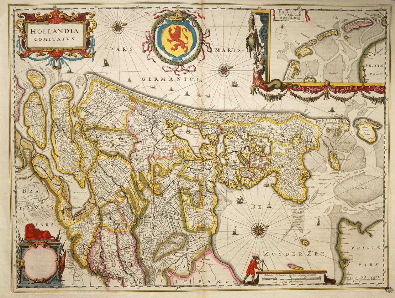 Holland uit Theatrum Orbis Terrarum door Willem Bleau, Amsterdam door Willem Blaeu