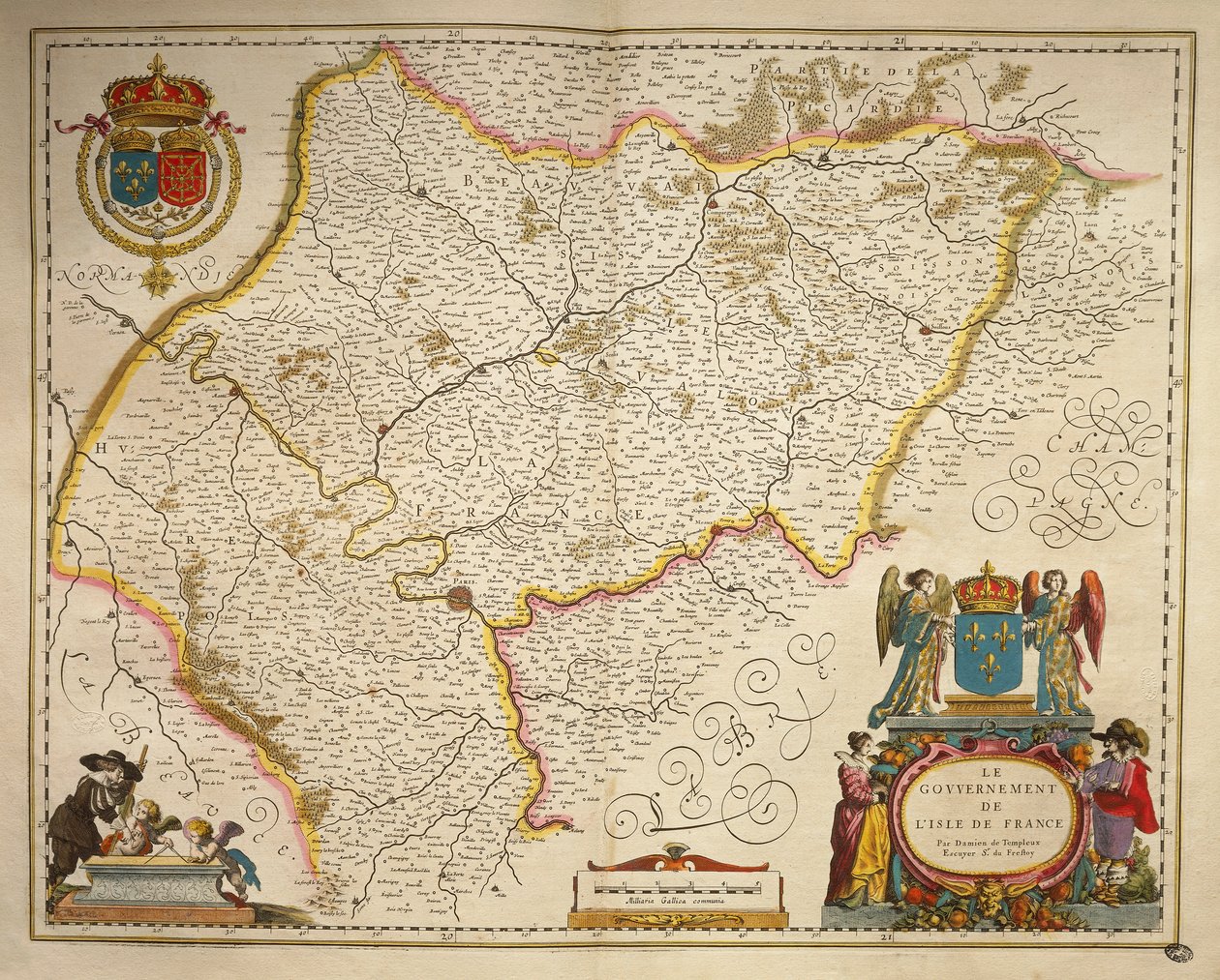 Île-de-France, Isle of France uit Theatrum Orbis Terrarum door Willem Bleau, Amsterdam door Willem Blaeu