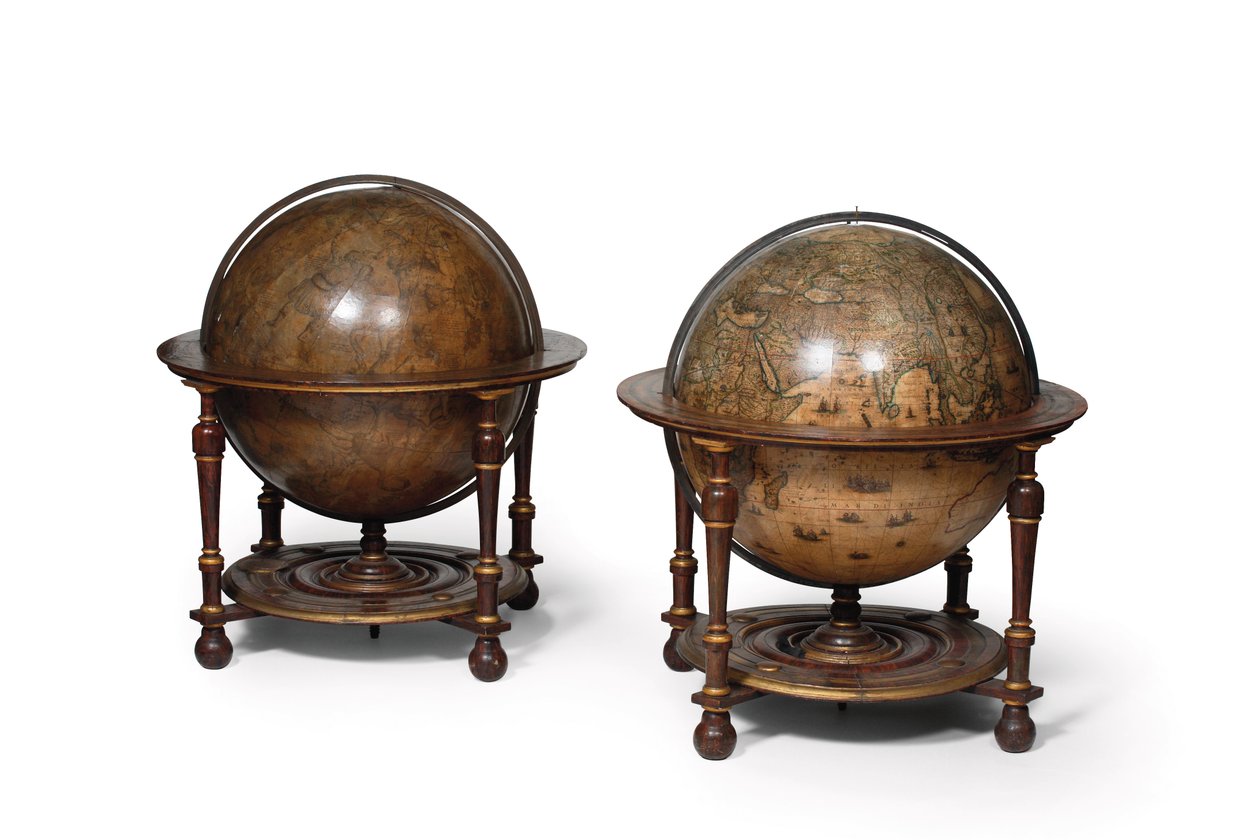 Grote Paar Bibliotheekglobes, de Terrestrische en de Hemelse door Willem Blaeu
