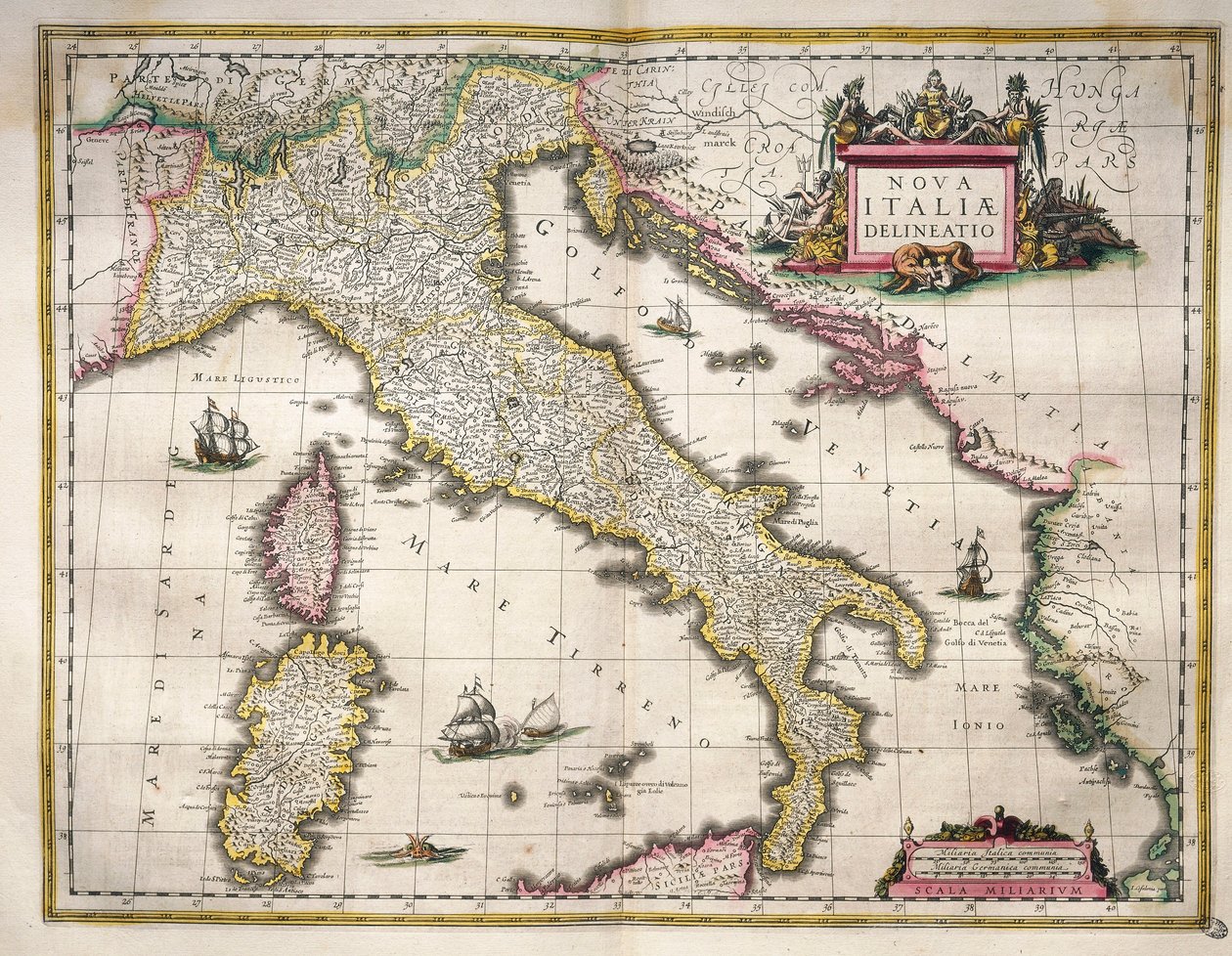 Kaart van Italië, uit Theatrum Orbis Terrarum door Willem Blaeu, Amsterdam door Willem Blaeu