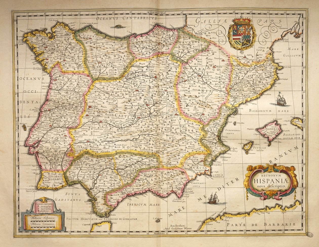 Spanje uit Theatrum Orbis Terrarum door Willem Bleau, Amsterdam door Willem Blaeu