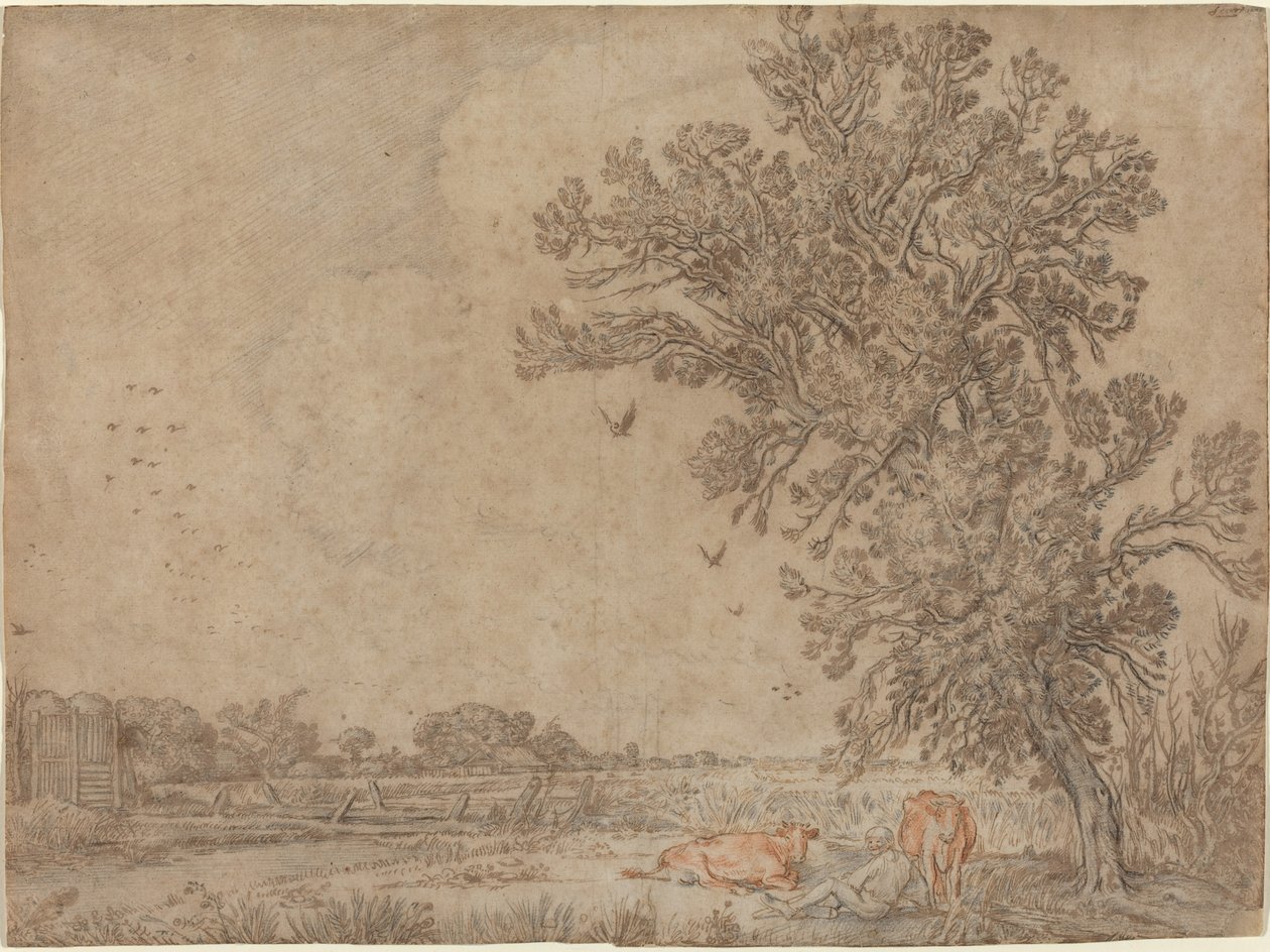 Weide met een Herder en Koeien door Willem Buytewech