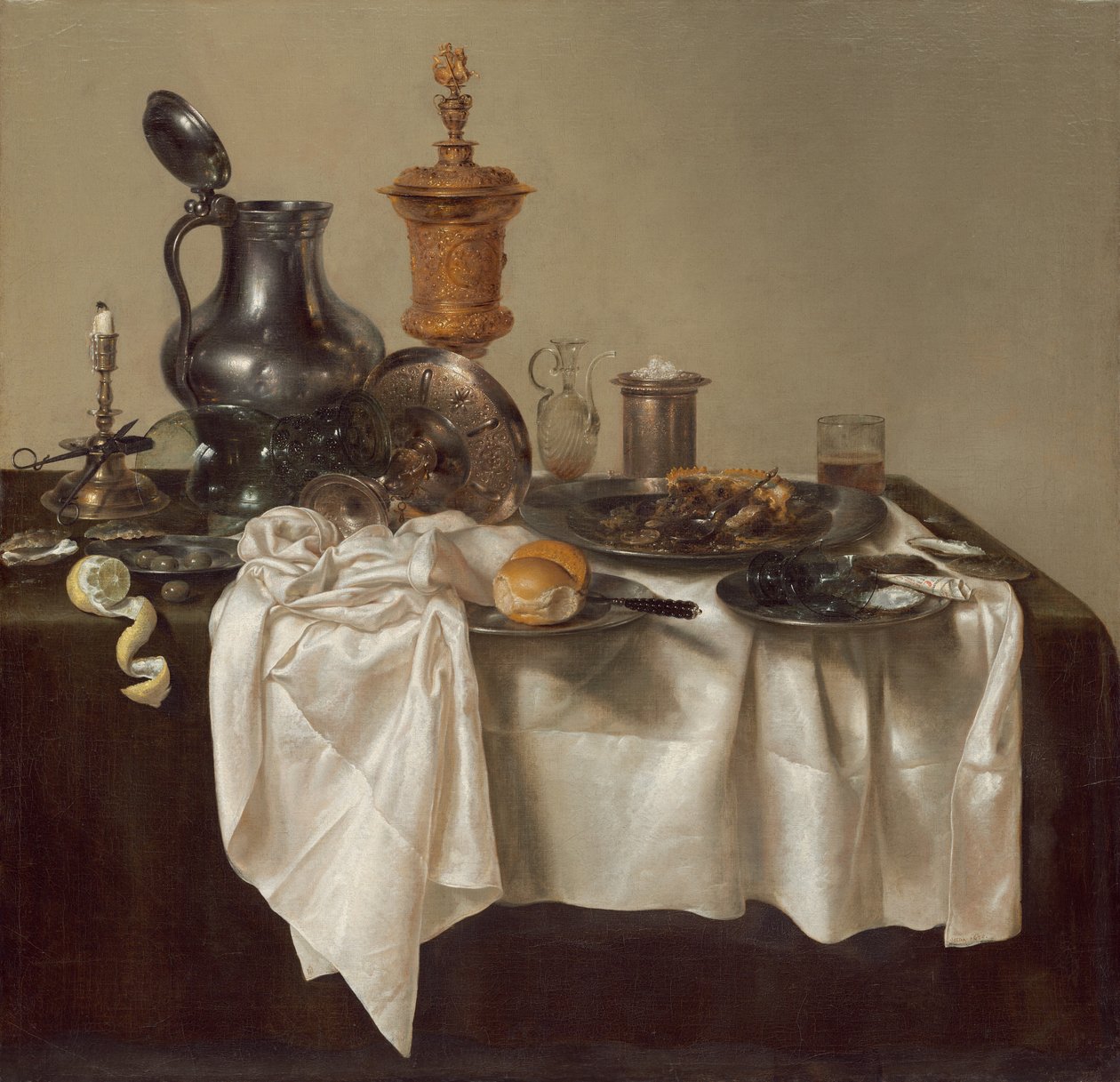 Banketstuk met Gehaktpastei, 1635 door Willem Claesz. Heda