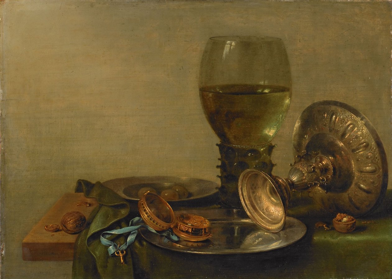 Stilleven met een zilveren tazza door Willem Claesz. Heda