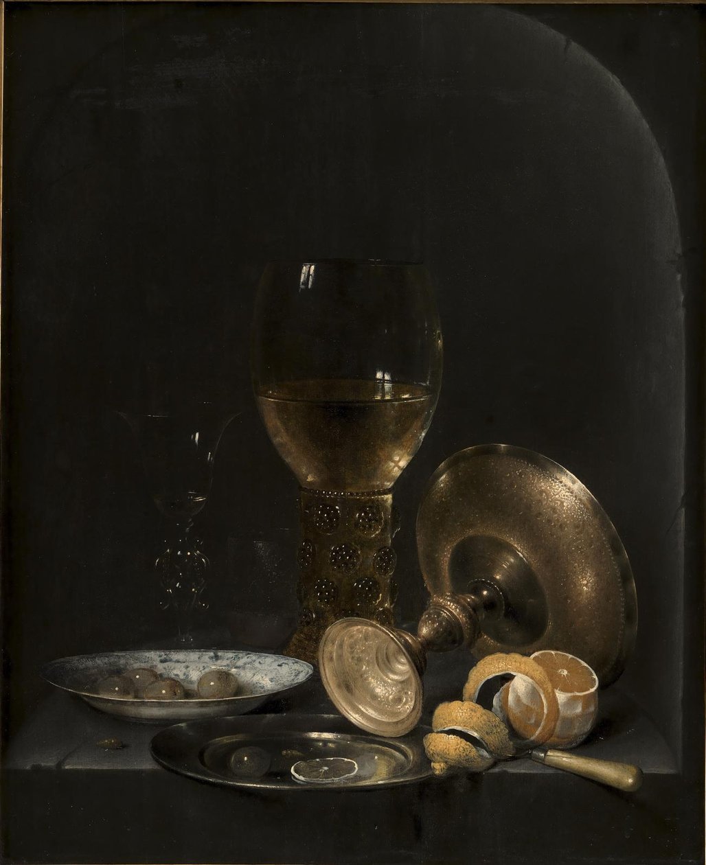 Stilleven. Ontbijtstuk in een stenen nis door Willem Claesz. Heda