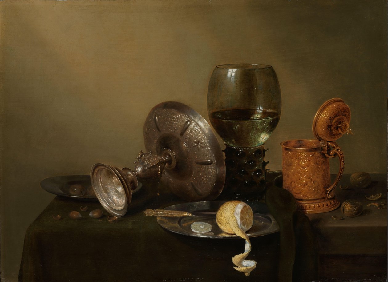 Stilleven met een Vergulde Biertankard door Willem Claesz. Heda