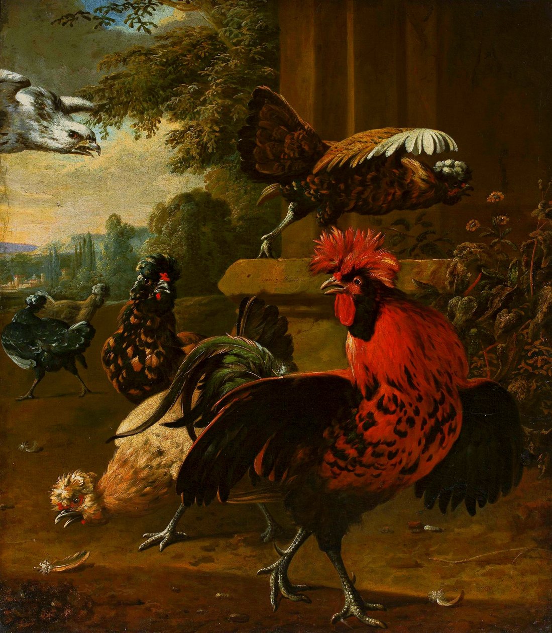 Vogels aangevallen door een havik door Willem Frederiksz van Royen