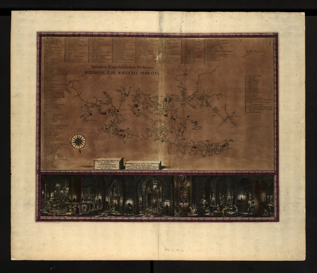 Kaart van de Wieliczka-zoutmijnen door Willem Hondius