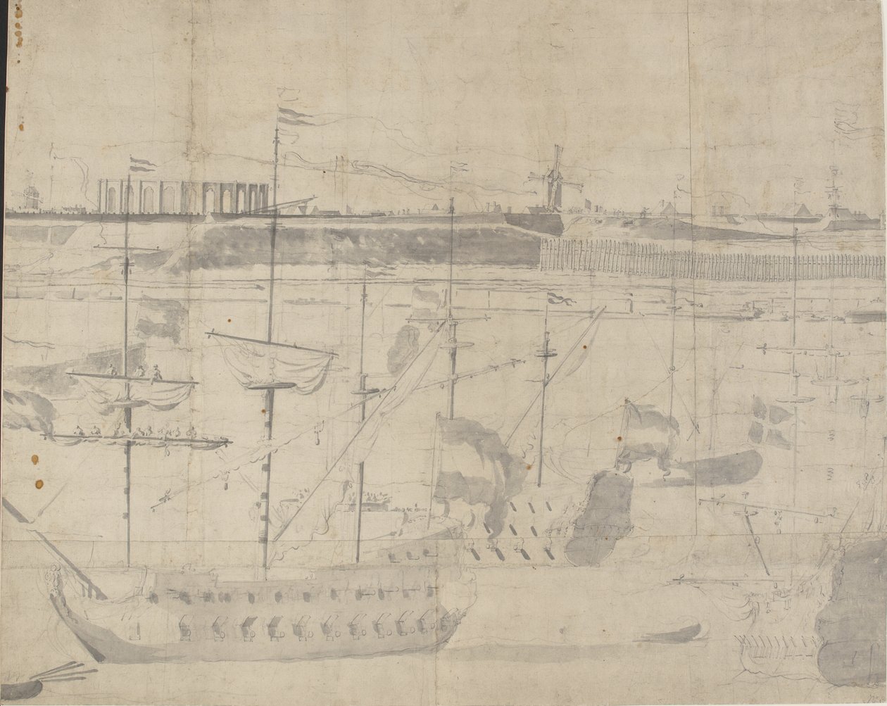 De Nederlandse vloot bij de rede van Kopenhagen 1658 door Willem I van de Velde