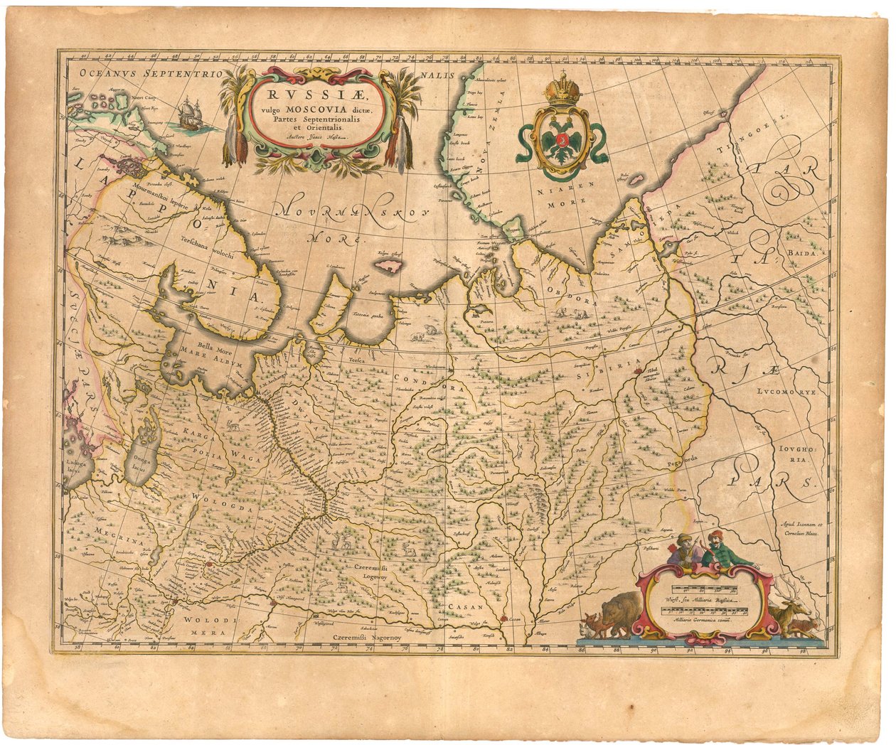Kaart van Rusland Uit: Theatrum Orbis Terrarum... door Willem Janszoon Blaeu