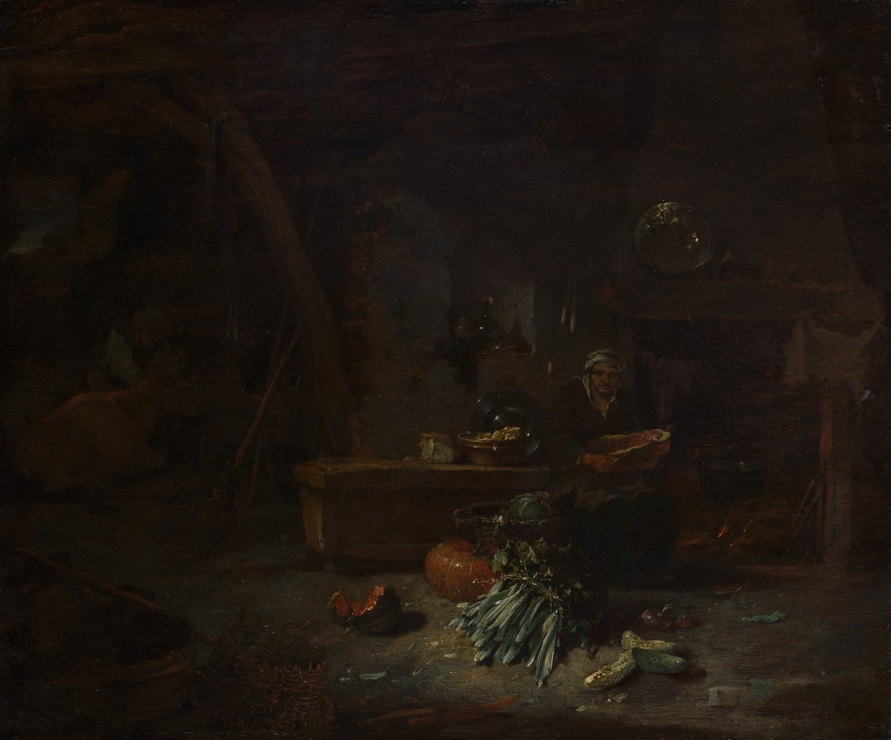 Interieur van een keuken, ca. 1642-44 door Willem Kalf