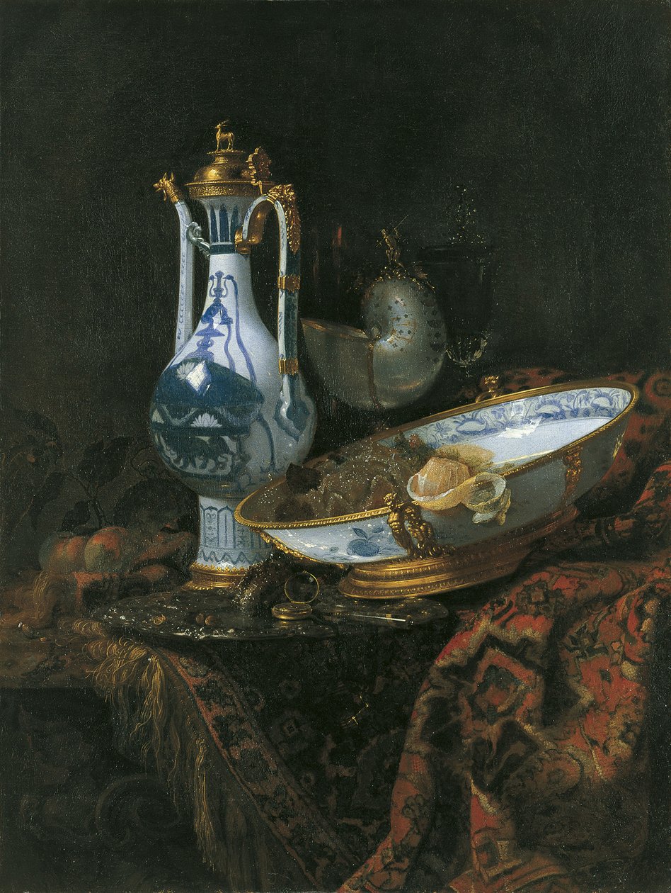 Stilleven met Nautilusbeker door Willem Kalf