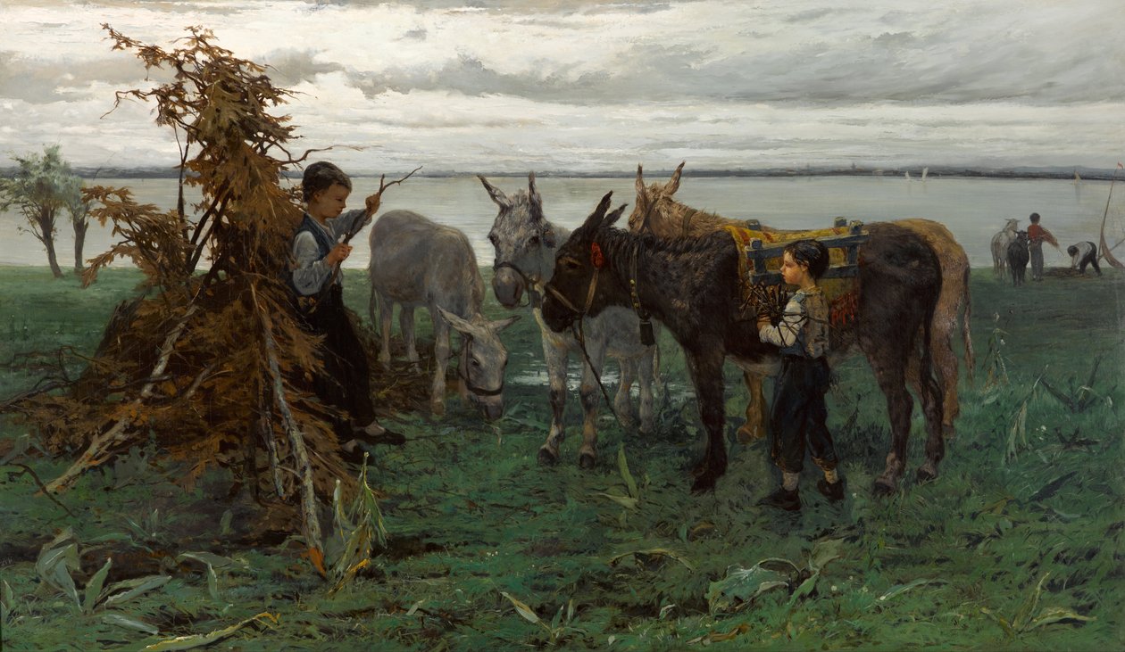 Jongens hoeden ezels door Willem Maris