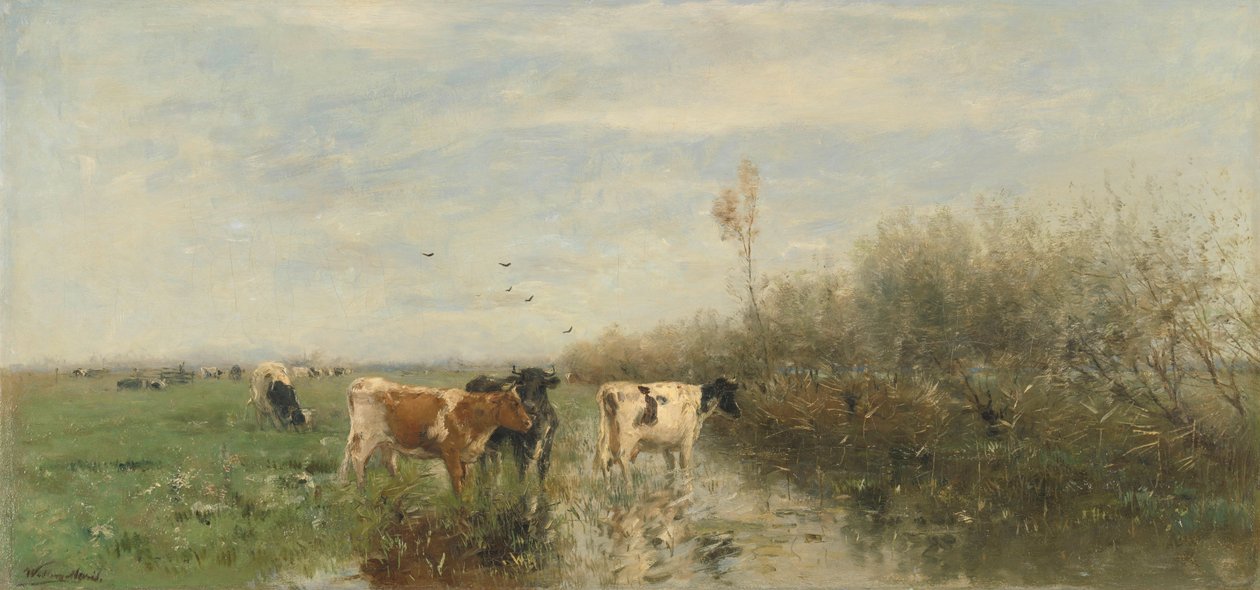 Koeien in een drassige wei door Willem Maris