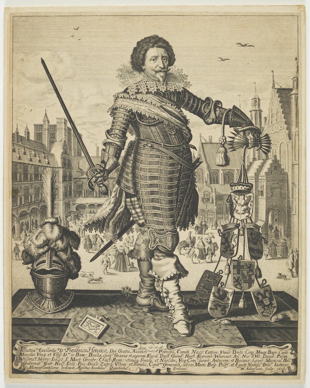 Frederik Hendrik, Prins van Oranje, ca. 1634 (gravure) door Willem Outgertsz Akersloot