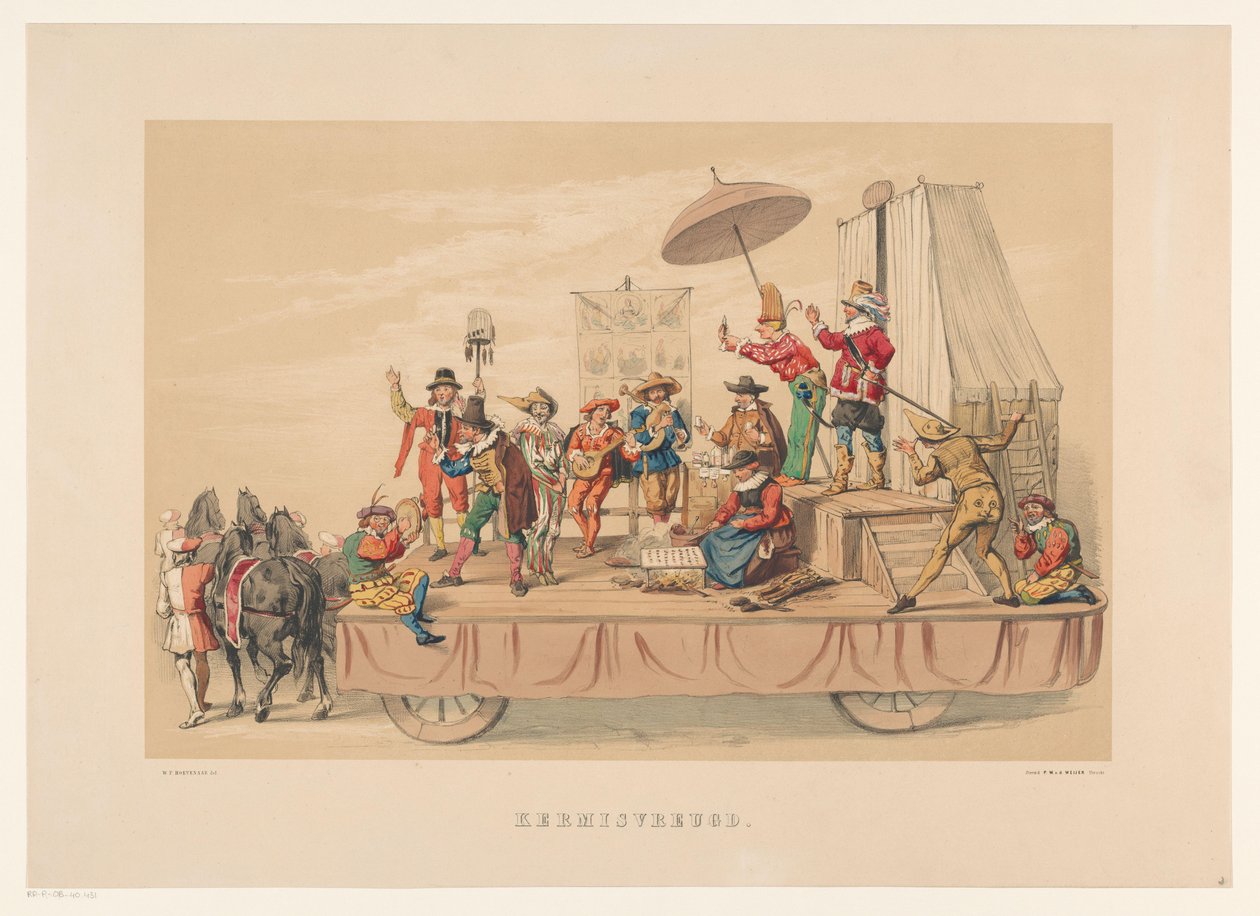 Zesde groep van Utrechtse maskerade in 1856 door Willem Pieter Hoevenaar