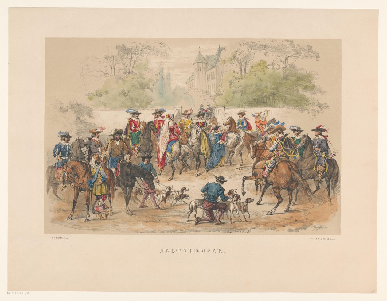 Zevende groep van Utrechtse maskerade in 1856 door Willem Pieter Hoevenaar