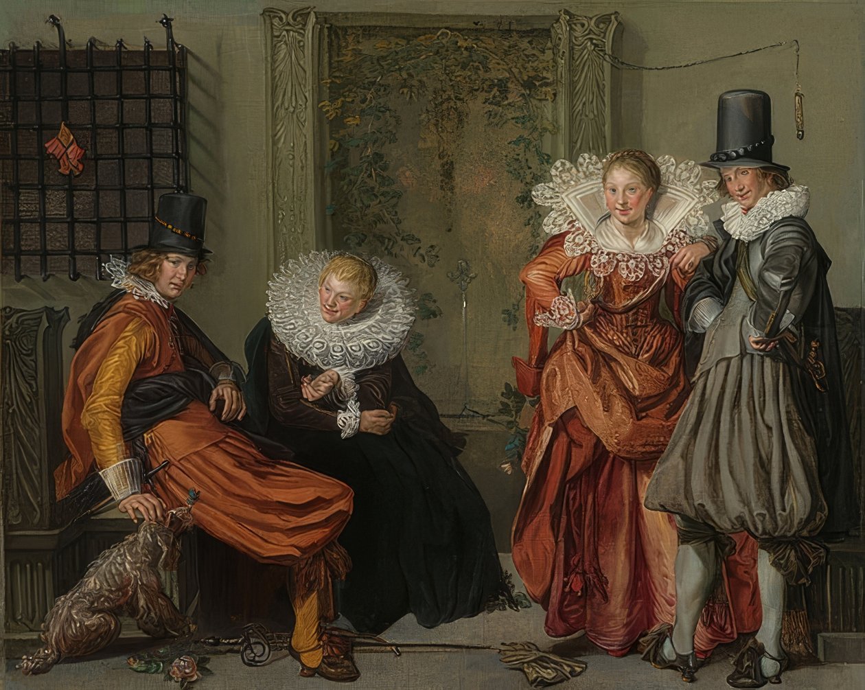 Elegante paren die flirten door Willem Pietersz Buytewech