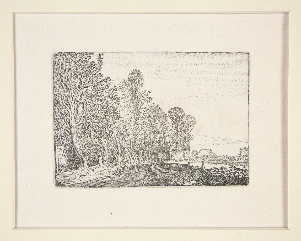 Weg aan de rand van het bos, Plaat 4 uit De Set van de Landschappen door Willem Pietersz. Buytewech