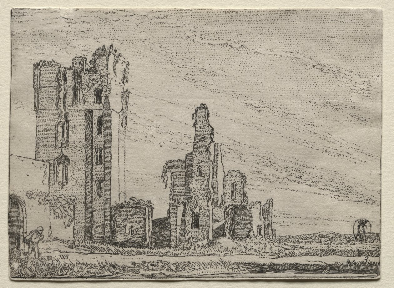 Ruïnes van het kasteel Huys Te Kleef bij Haarlem door Willem Pietersz Buytewech