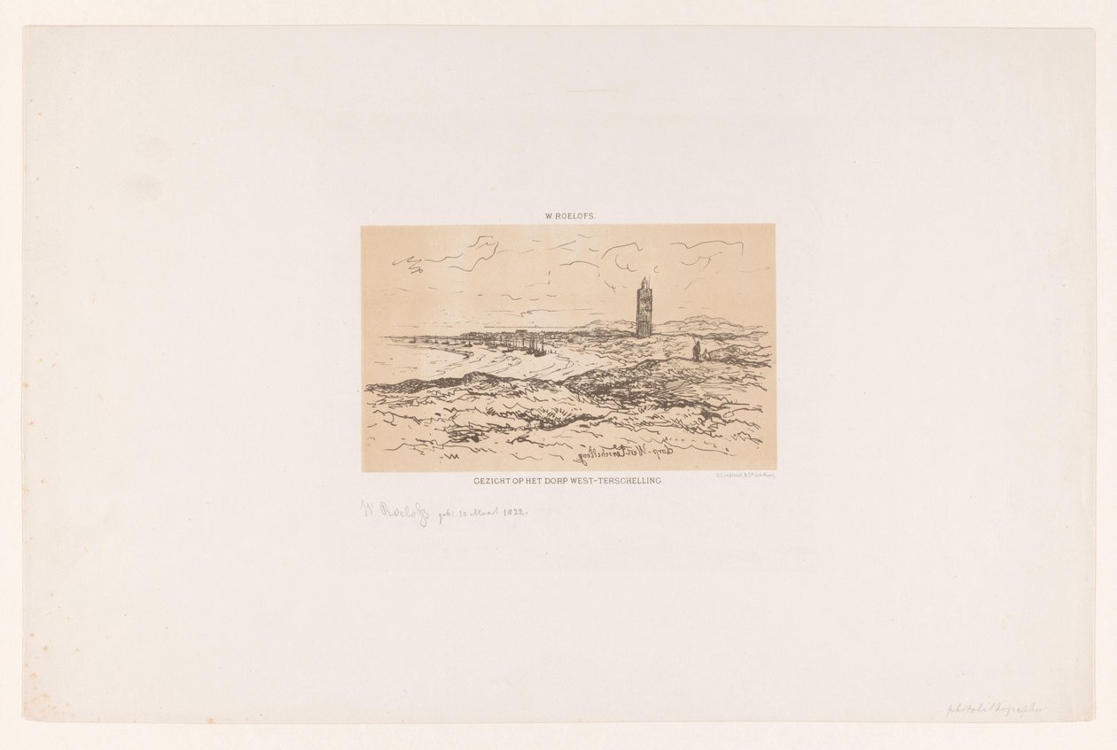 Gezicht op het dorp West-Terschelling door Willem Roelofs (I)