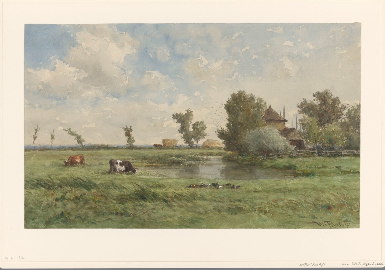 Weiland met koeien door Willem Roelofs (I)