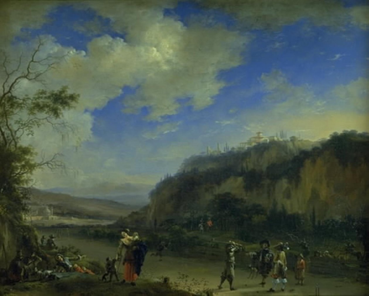 Landschap met heren die pall-mall spelen door Willem Schellinks