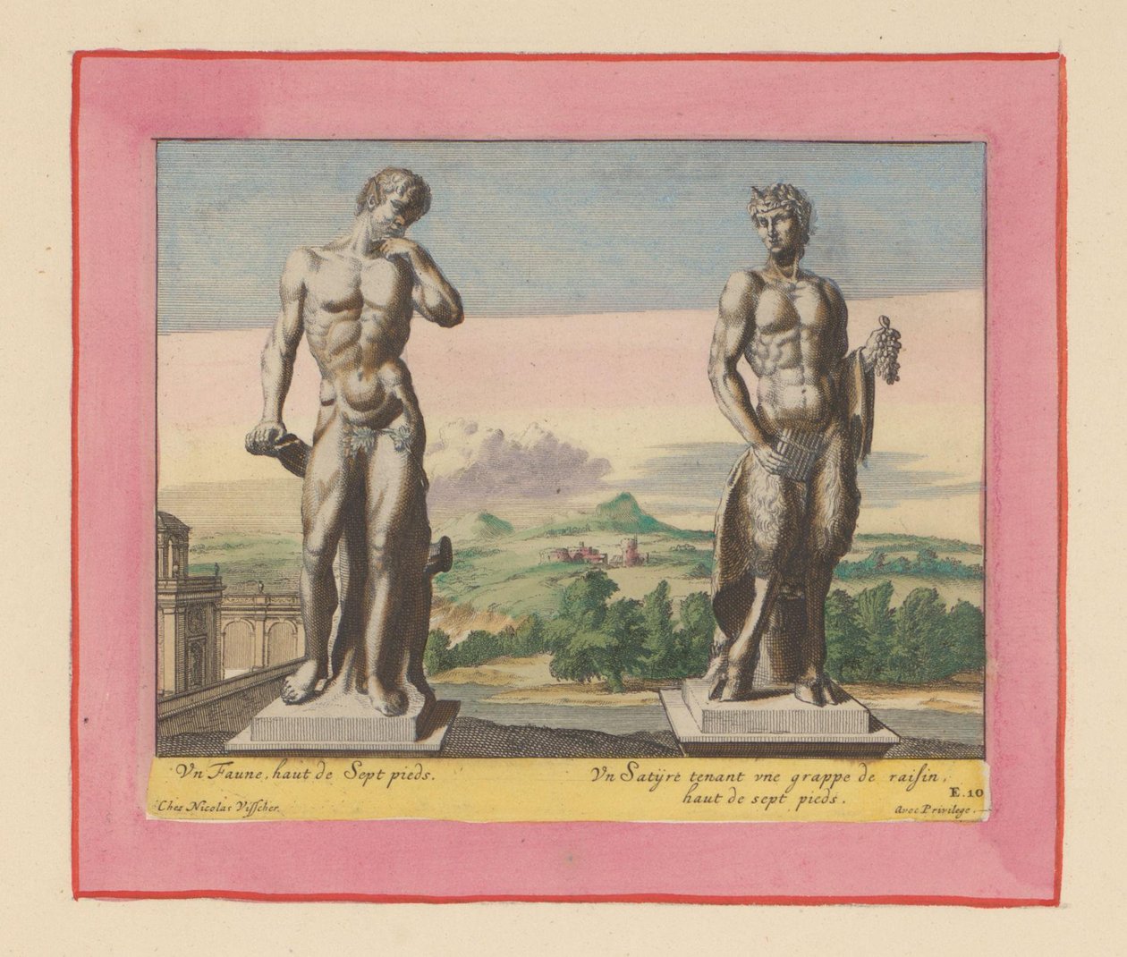 Statuen eines Fauns und eines Satyrs mit Trauben door Willem Swidde