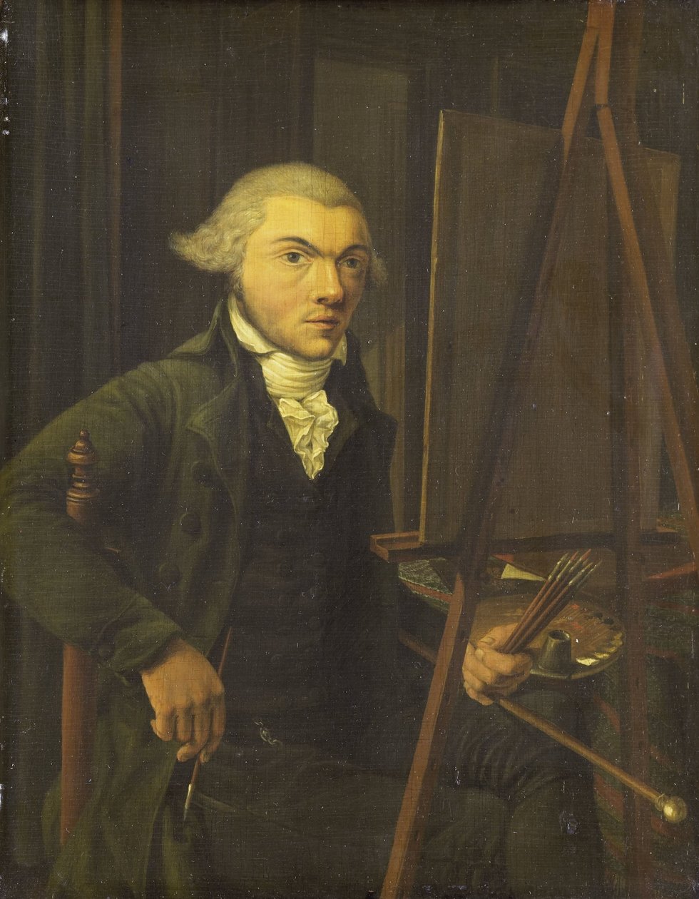 Portret van een schilder, waarschijnlijk Harmanus Uppink door Willem Uppink
