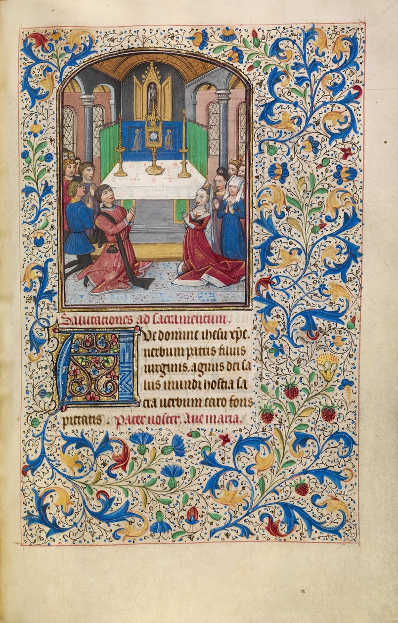 Die Anbetung der Eucharistie door Willem Vrelant