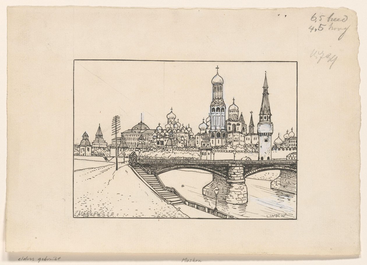 Gezicht op het Kremlin te Moskou door Ludwig Willem Reymert Wenckebach