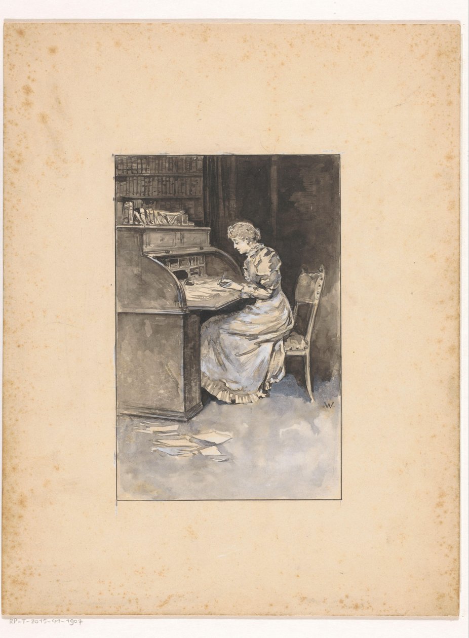 Schrijvende vrouw door Ludwig Willem Reymert Wenckebach