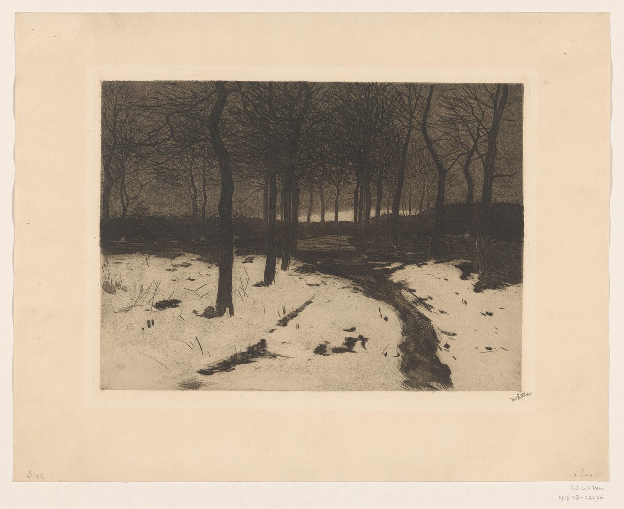 Bospad in Ewijkshoeve door Willem Witsen (signed by artist)