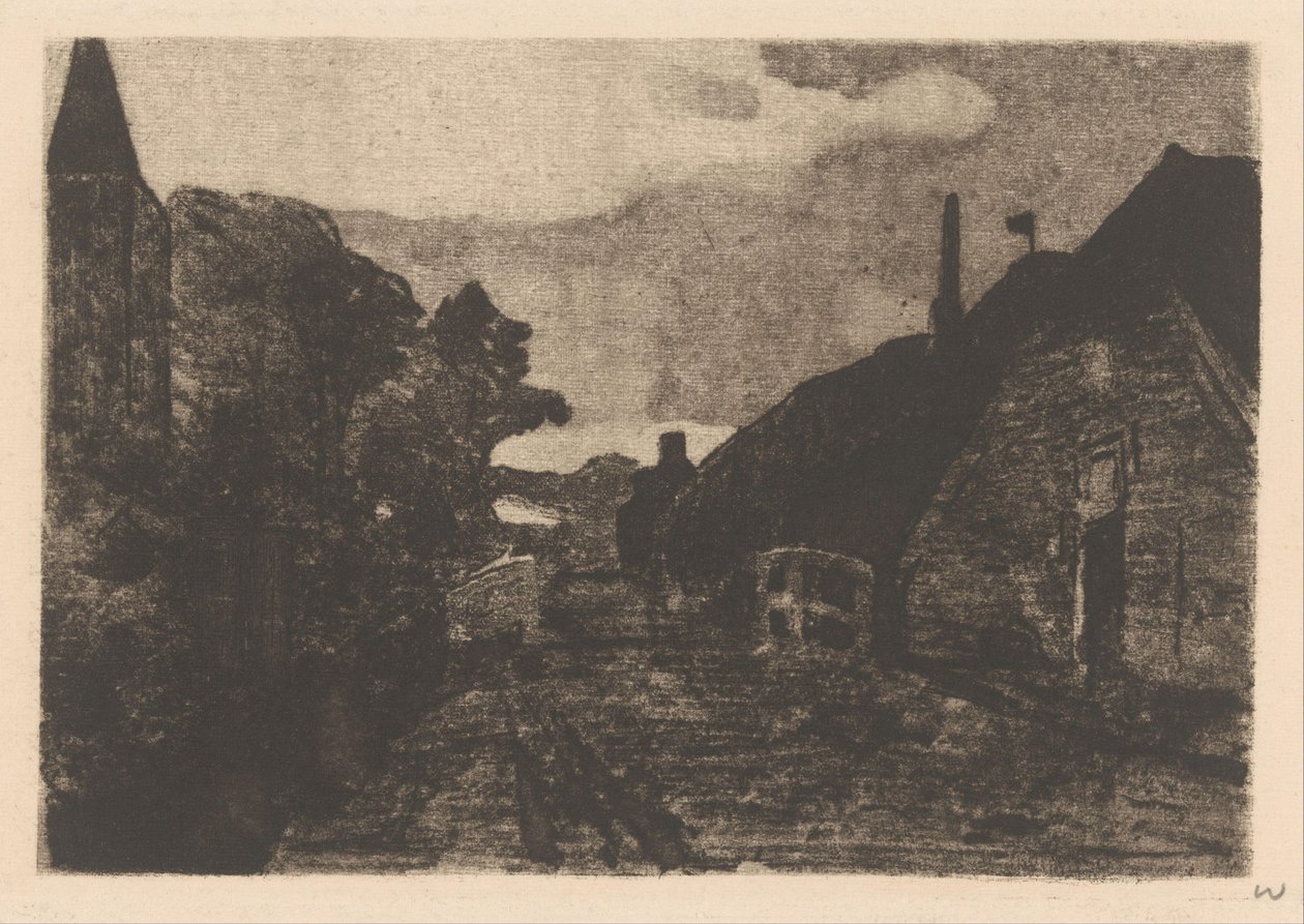 Dorpsweg in Diepenheim door Willem Witsen (signed by artist)