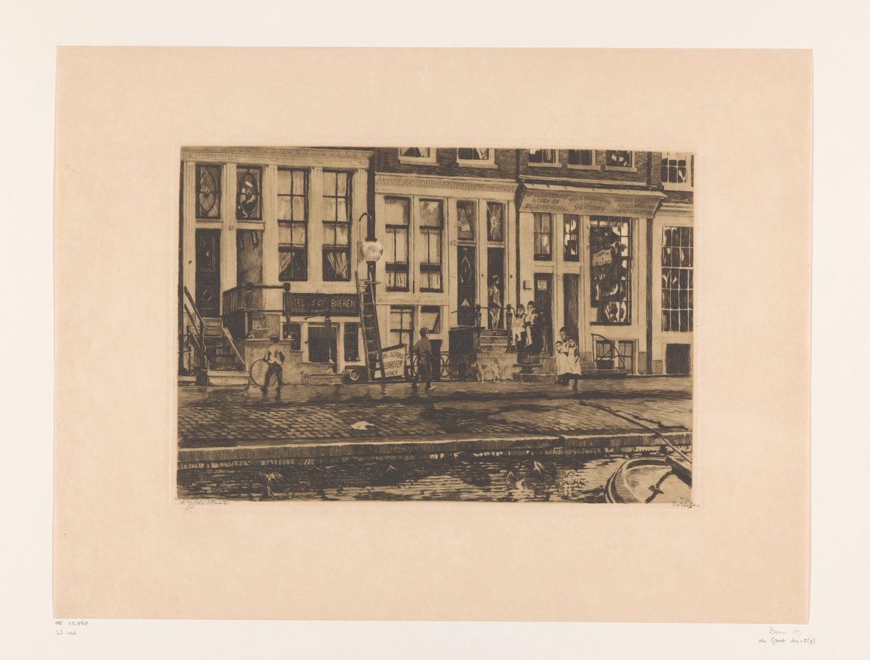 Gezicht op Oude Waal in Amsterdam door Willem Witsen (signed by artist)