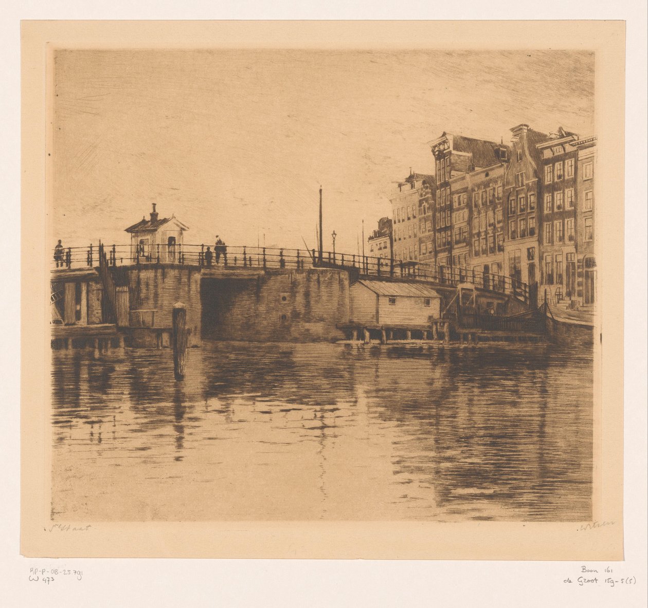 Gezicht op de Kraansluis in Amsterdam door Willem Witsen (signed by artist)