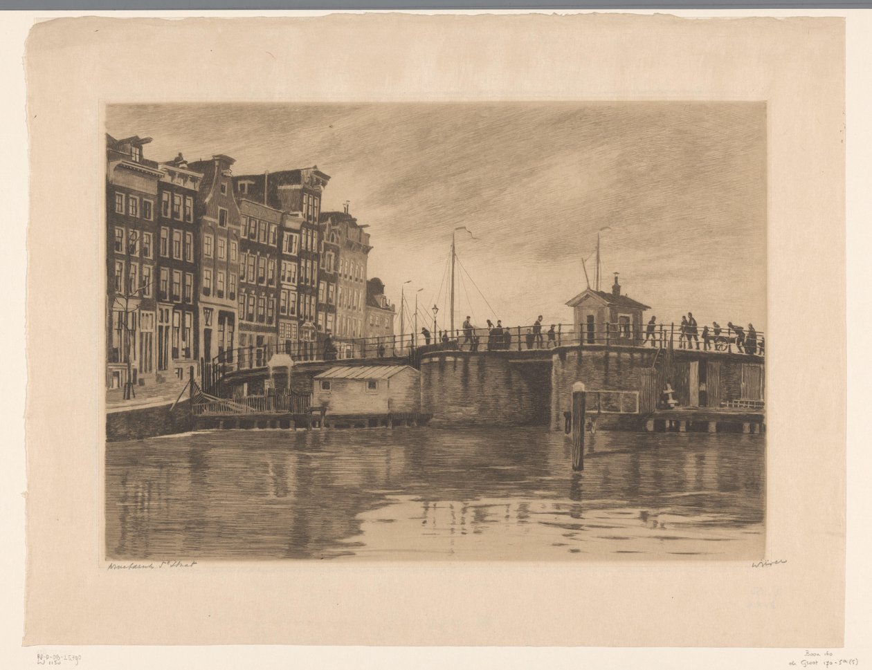 Gezicht op de Kraansluis in Amsterdam door Willem Witsen (signed by artist)
