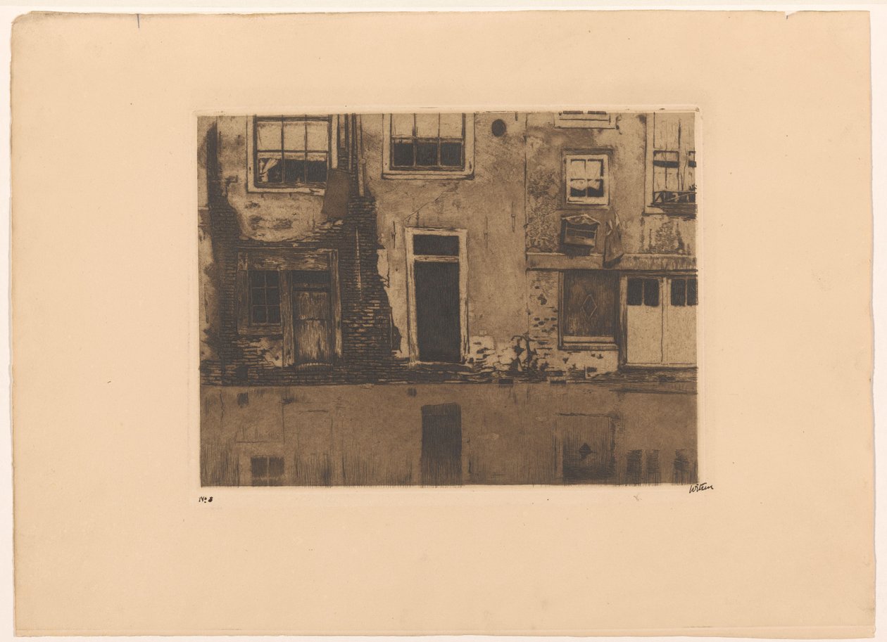 Gezicht op de achterzijde van de Zeedijk in Amsterdam door Willem Witsen (signed by artist)