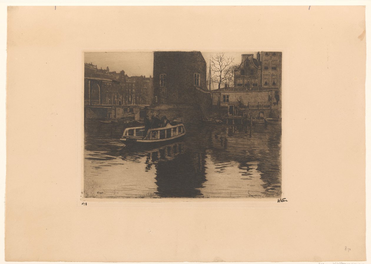 Gezicht op de overhaal bij de Montelbaanstoren in Amsterdam door Willem Witsen (signed by artist)