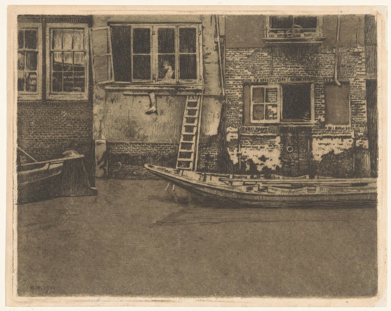 Achtergevels van de Voorstraat 463, 465 en 467 in Dordrecht door Willem Arnoldus Witsen