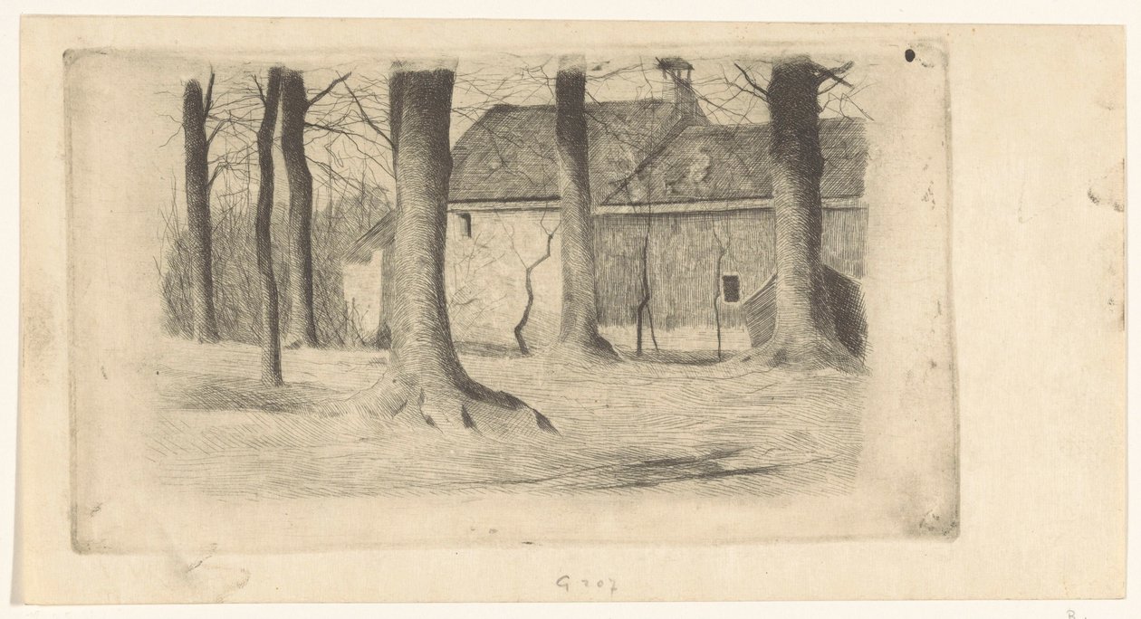 Bomen bij een huis door Willem Arnoldus Witsen