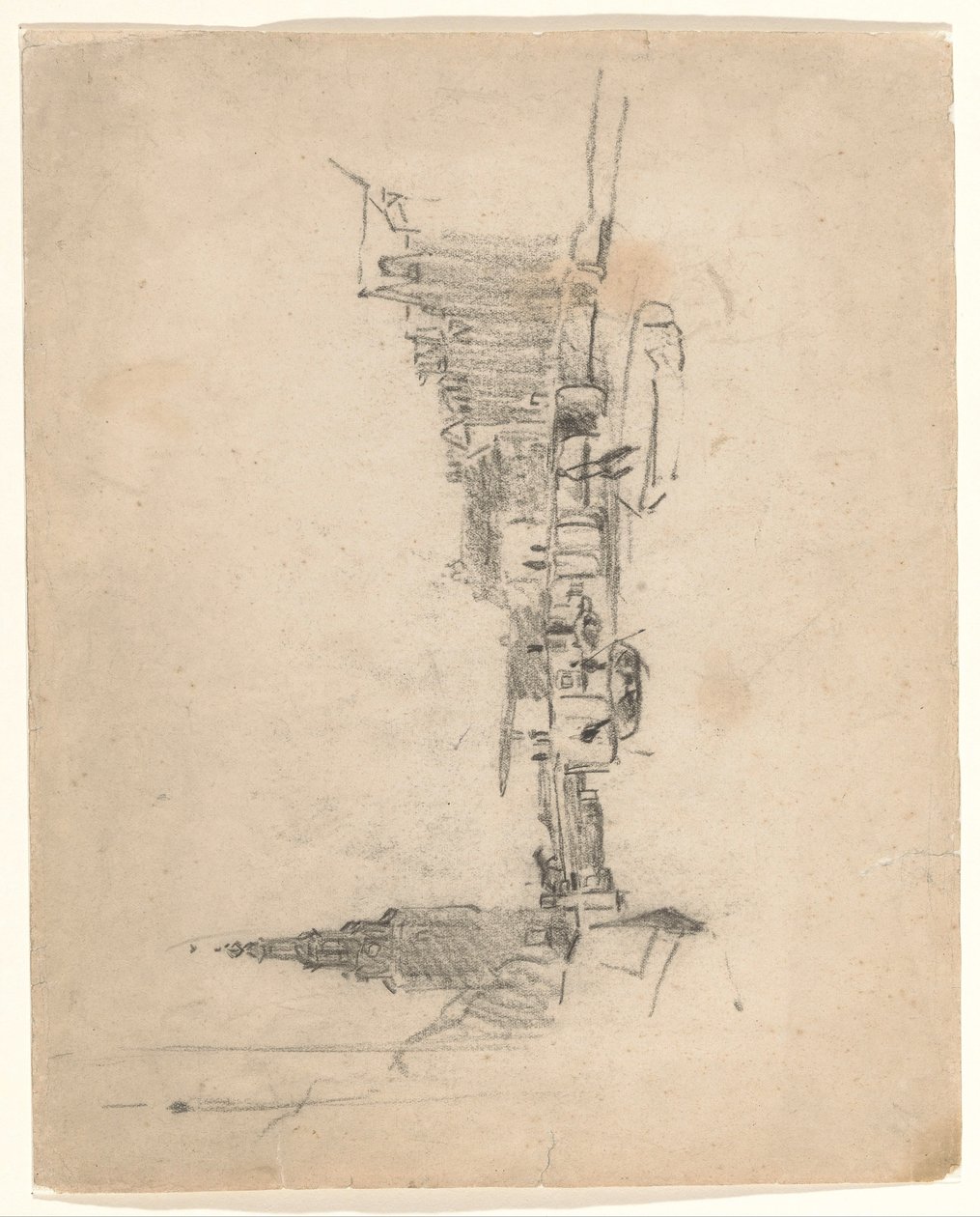 Gezicht over de Oude Schans op de Montelbaanstoren door Willem Arnoldus Witsen