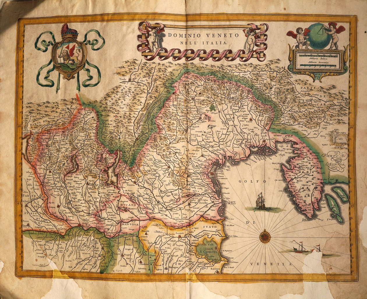 Kaart van het gebied onder Venetiaanse heerschappij, uit Regionum Italiae door Willem and Joan  Blaeu